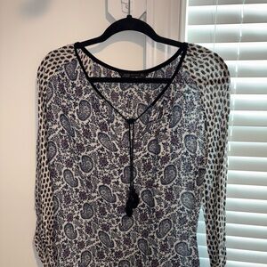 Zara Women's Peasant Style Patterned Top Size Small